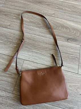 kate spade Brown Pebble Leather Crossbody with Gold Hardware